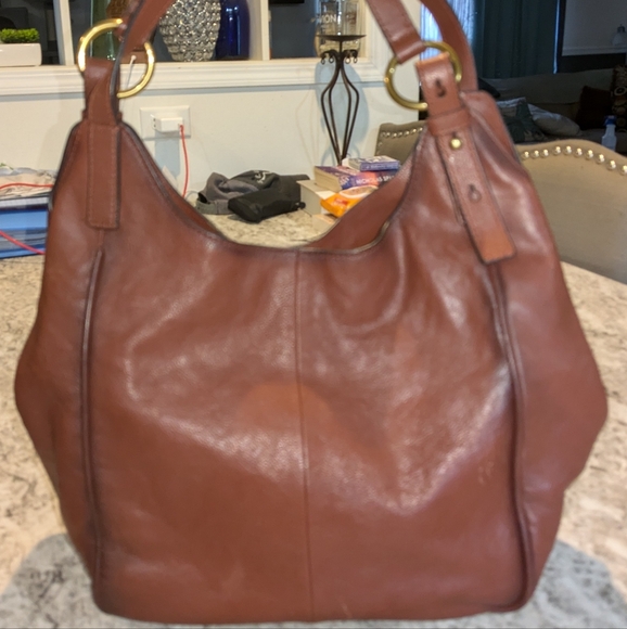 Frye Madison Cognac Leather Shoulder Hobo Bag - Picture 2 of 16